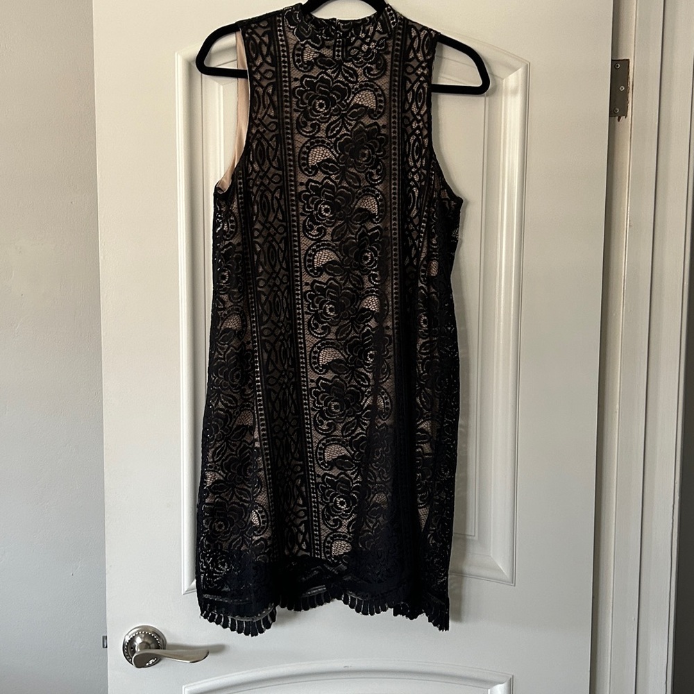 Elegant Black Lace Overlay Dress